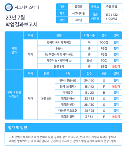 맞춤형 결과보고서